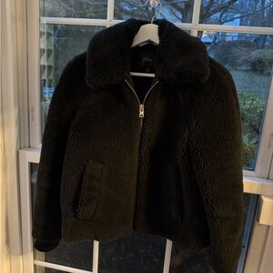 J. Crew Black Faux Fur Teddy Coat